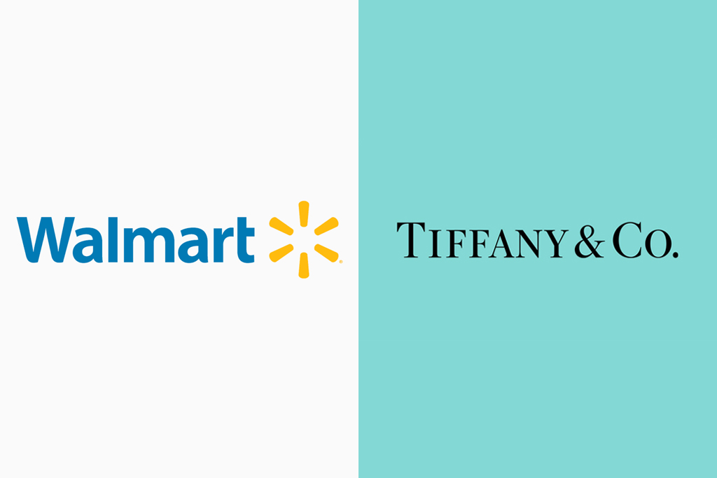 Diferença tipogáfica entre Walmart e Tiffany